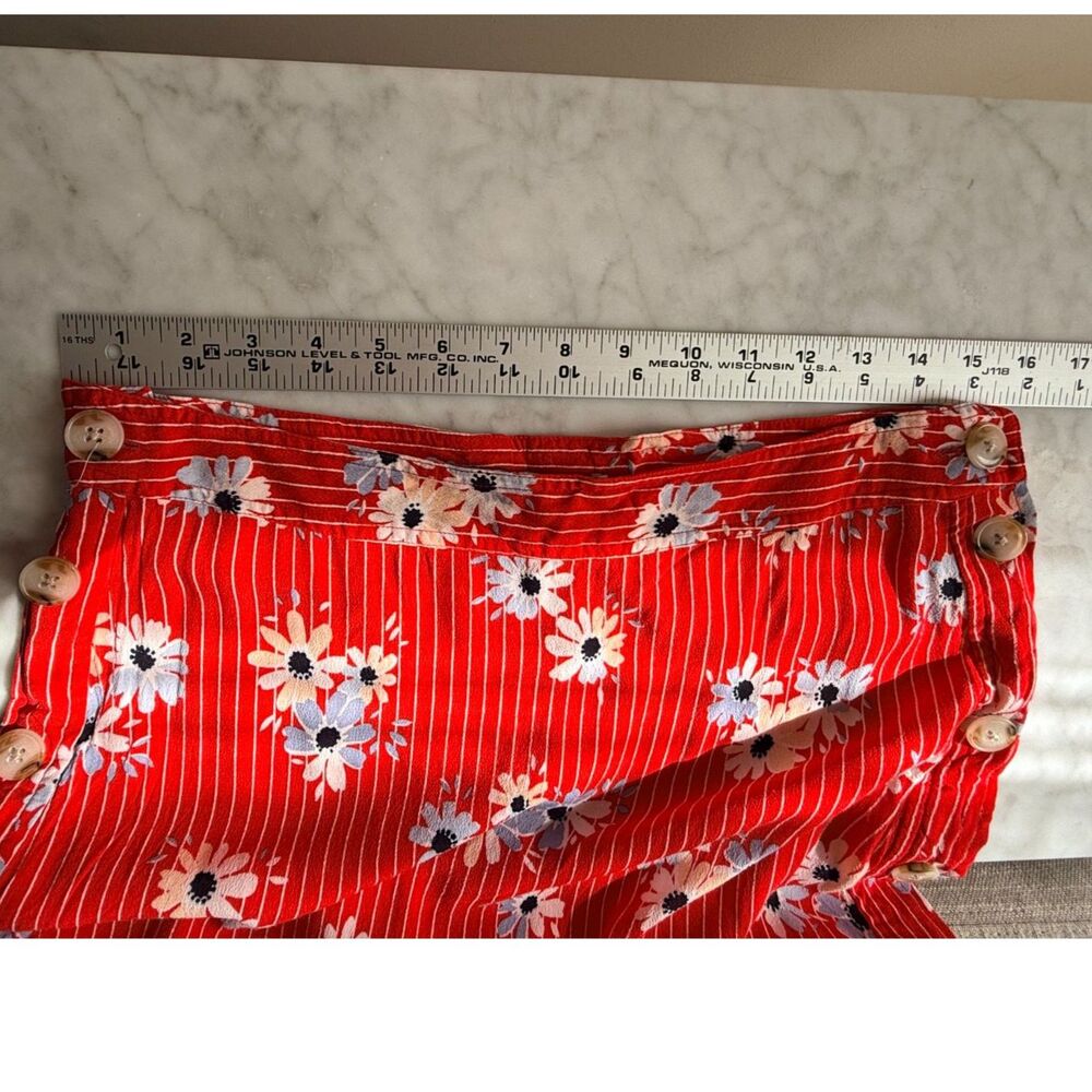 Madewell red floral midi skirt - 6 - Picture 5 of 5